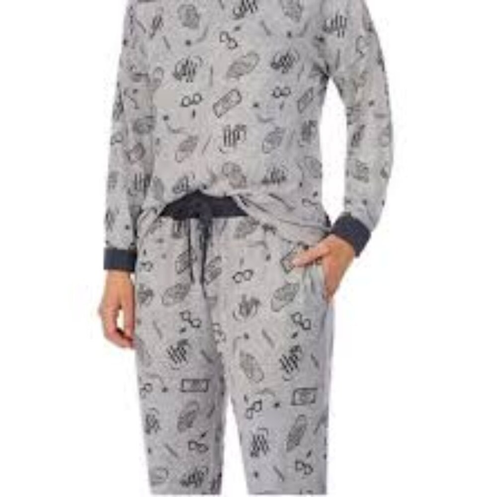 Wizarding World Harry Potter Womens Cozy 2 Piece Pajama Set Gray Size Medium